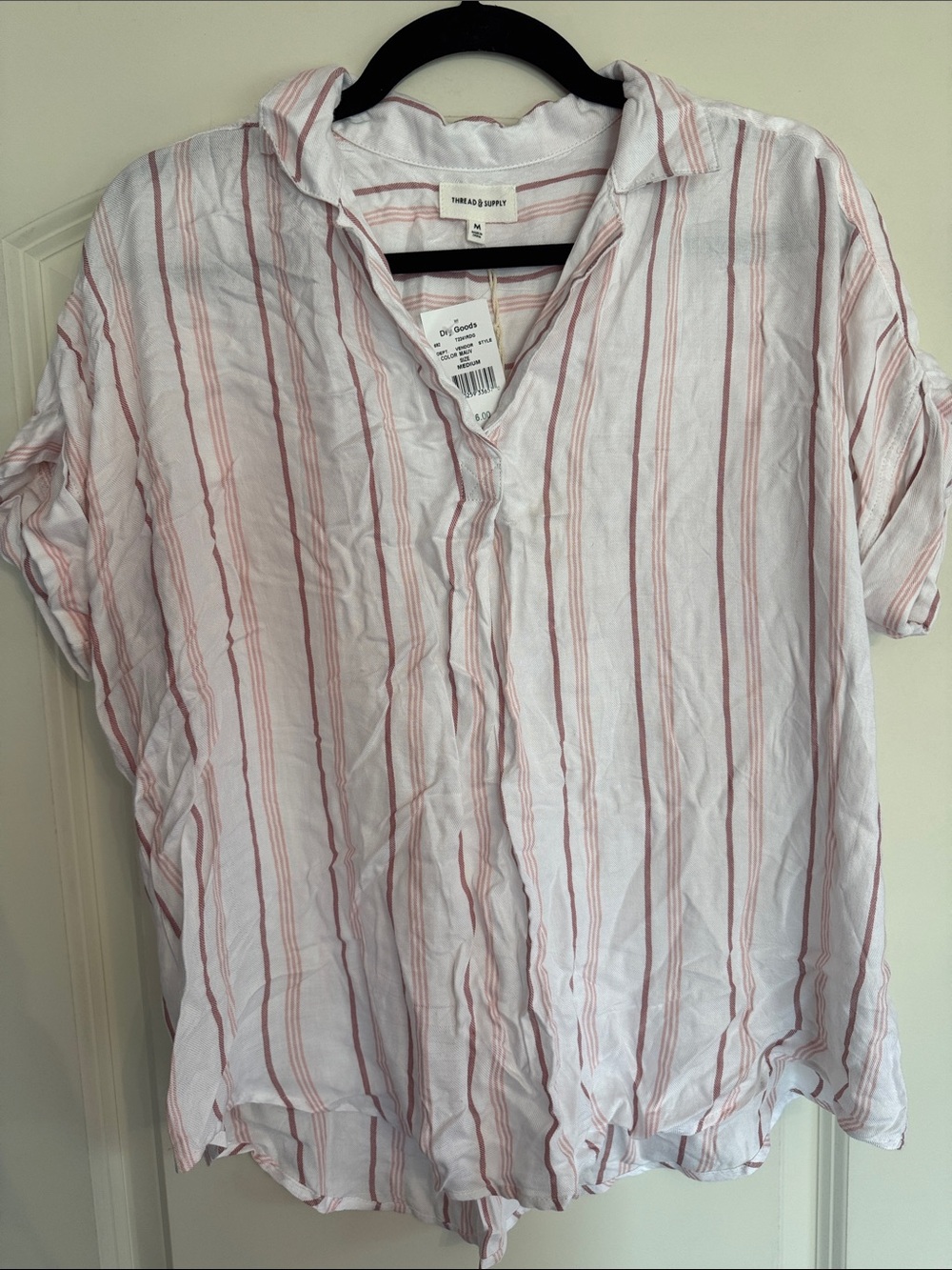 NWT Dry Goods Thread & Supply Striped Collar Top Size Medium